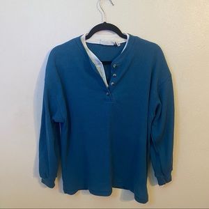 Blue White Double-look Henley Top Size XL